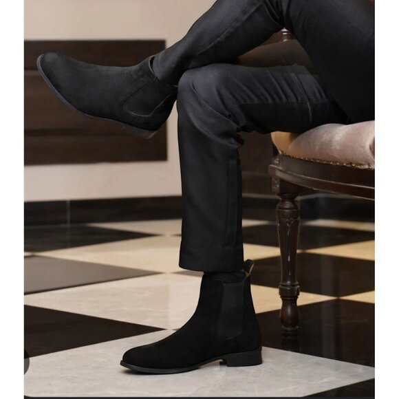 J75 By Jump Chelsea Ankle Boots Black Faux Suede Pull On Jake Size 12 Men's NEW - Picture 6 of 7